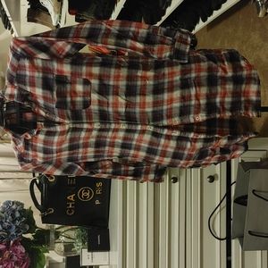 Paid button down shirt dress